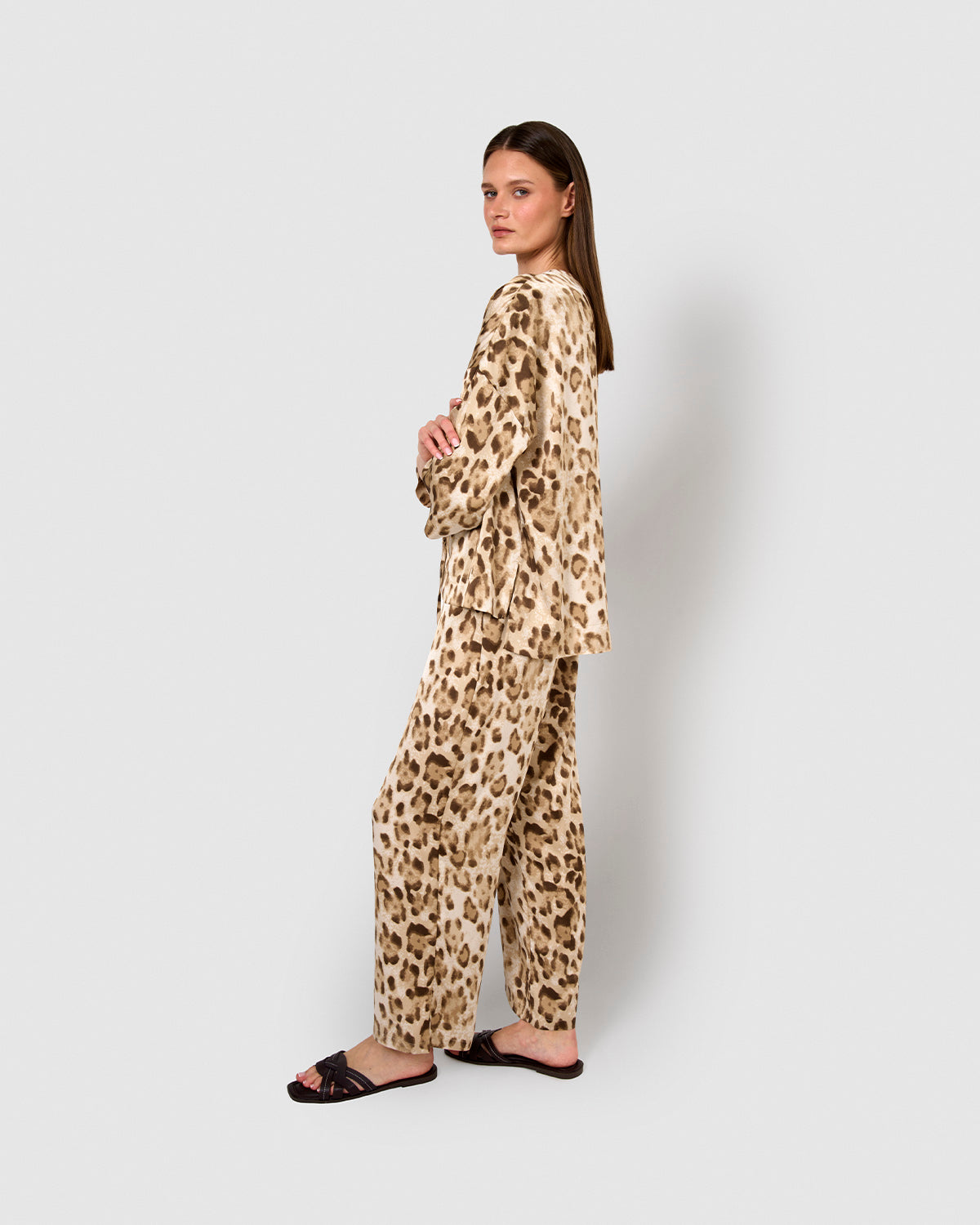 Blusa satén lazos pai marrón