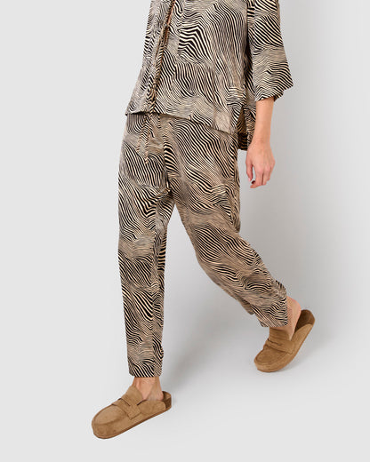 Pantalón largo satén drus beige