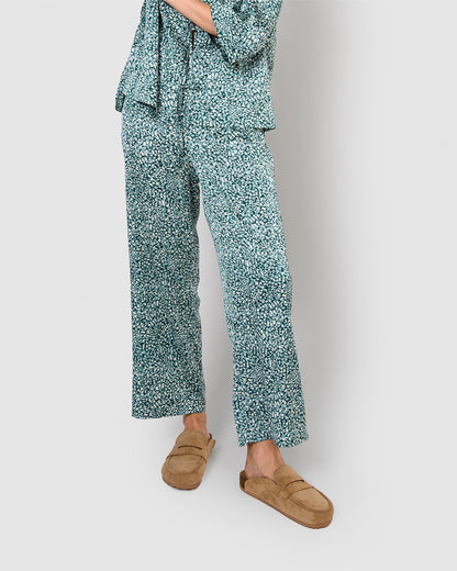 Pantalón largo satén synca agua marina