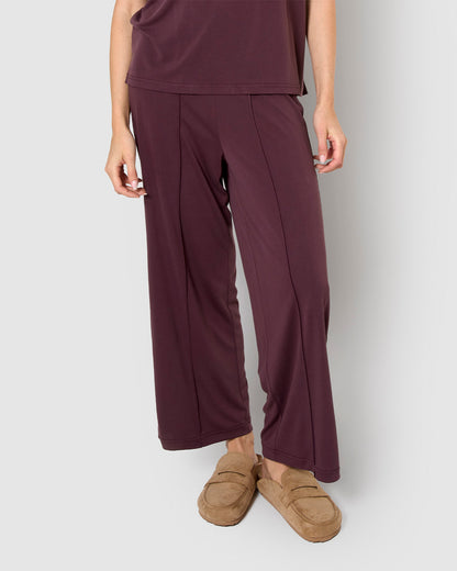 Pantalón crop fluido berenjena