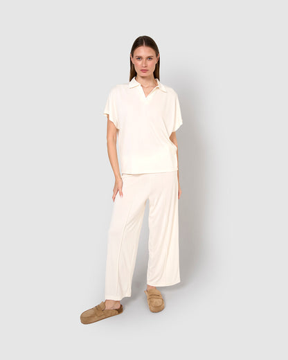 Pantalón crop fluido natural