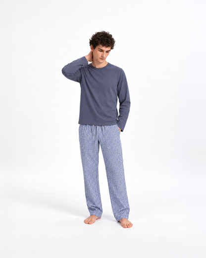 Pijama largo algodón cuadros saúl índigo