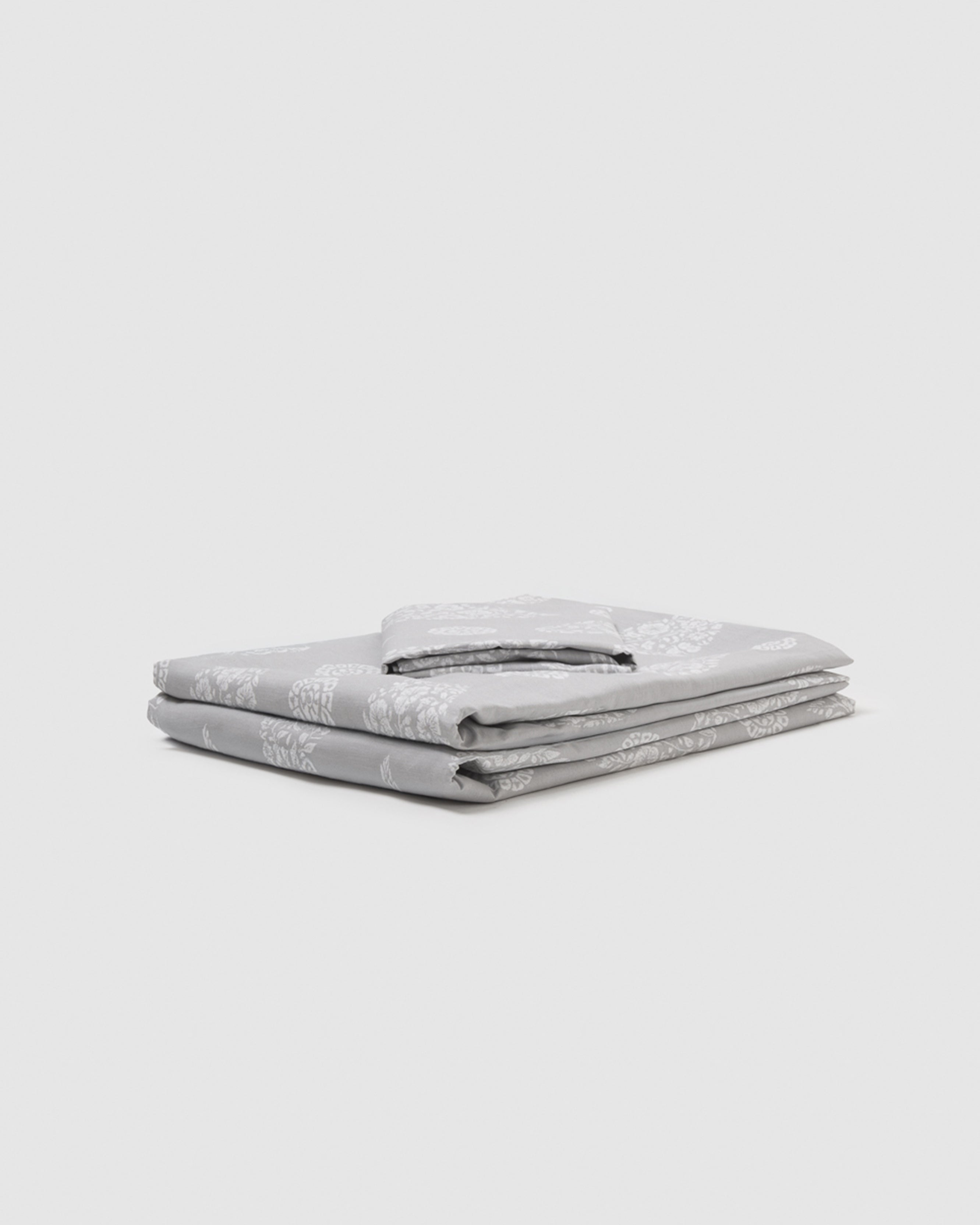 Juego de sábanas algodón tribal gris claro