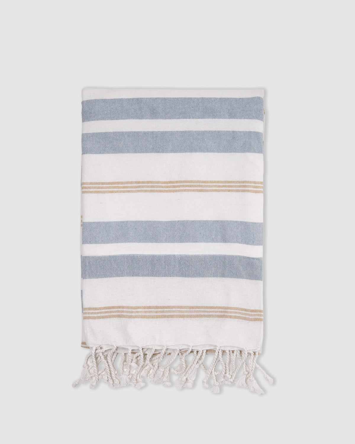 Pack bolso + toalla pareo algodón raya velour azul agua