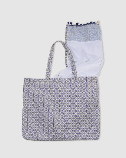 Pack bolso + toalla pareo mandolia azul marino