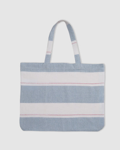 Pack bolso + toalla pareo algodón raya oria índigo