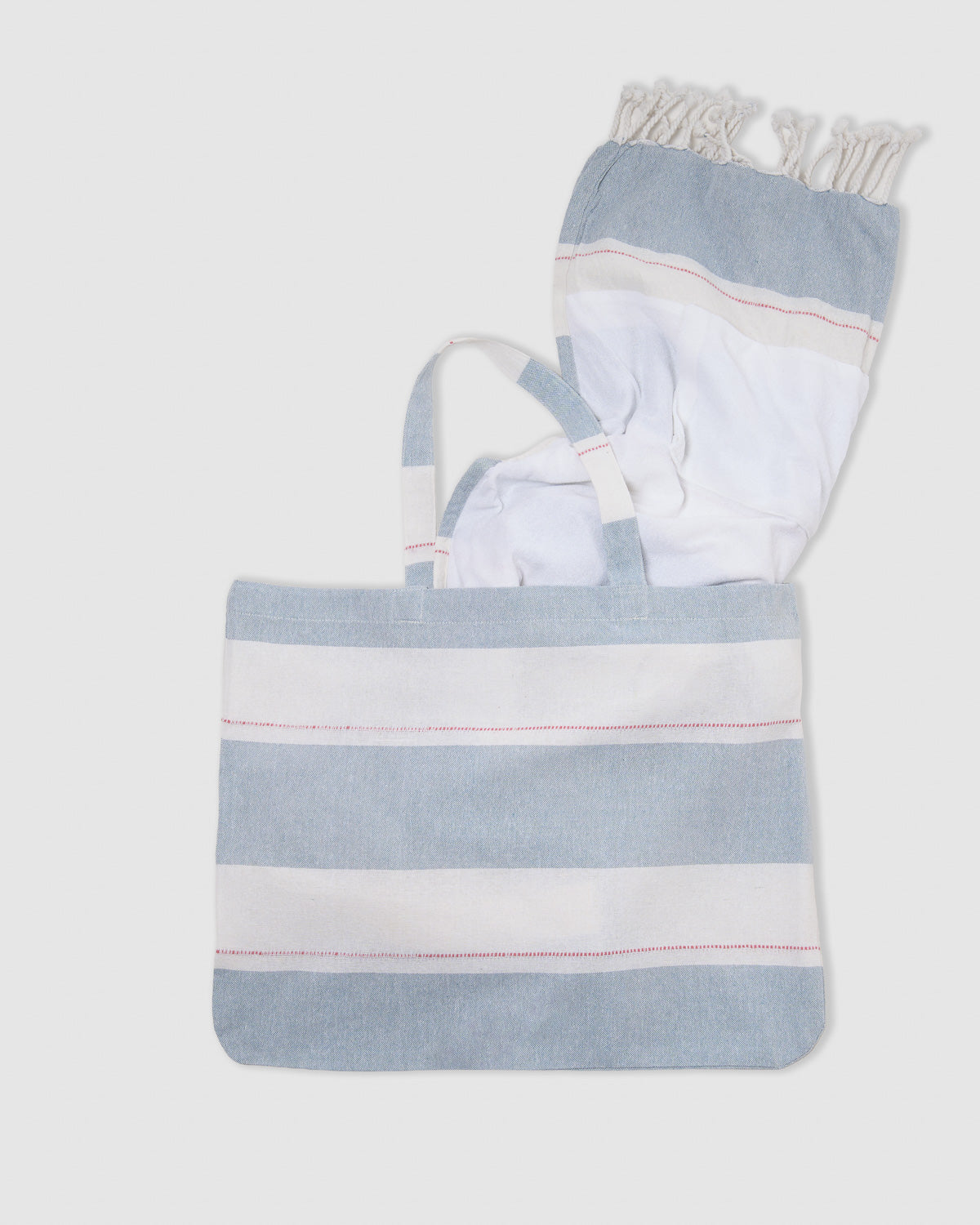 Pack bolso + toalla pareo algodón raya oria índigo