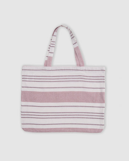 Pack bolso + toalla pareo algodón raya indra rosa