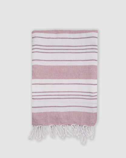 Pack bolso + toalla pareo algodón raya indra rosa