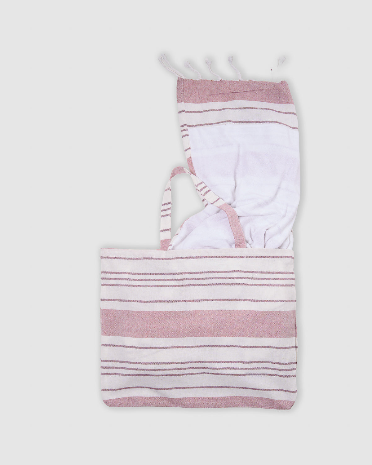 Pack bolso + toalla pareo algodón raya indra rosa