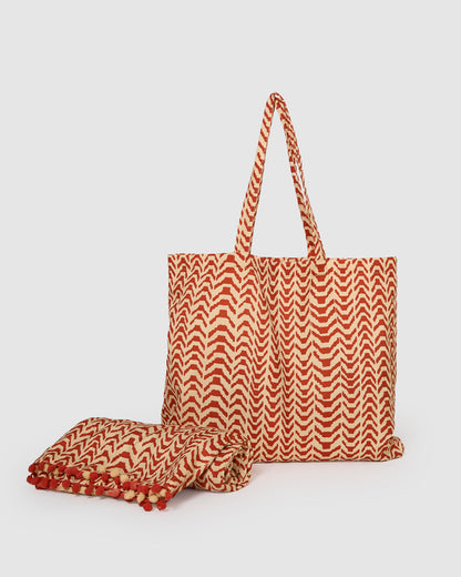 Set borsa + telo pareo oveta terracotta