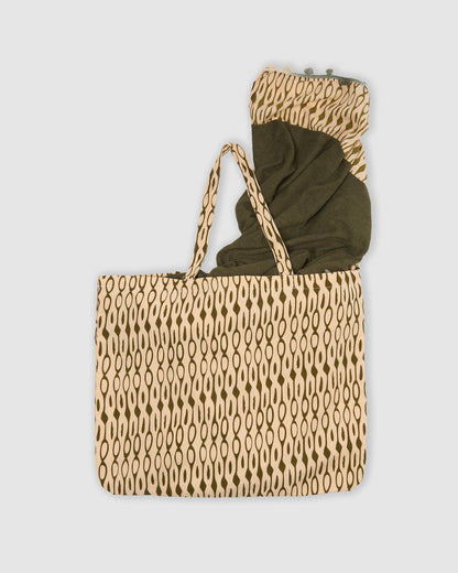 Pack bolso + toalla pareo acuario verde cacería