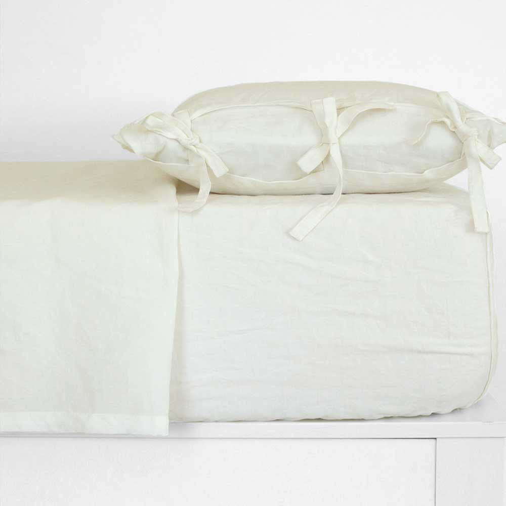 Juego de sábanas lino blanco