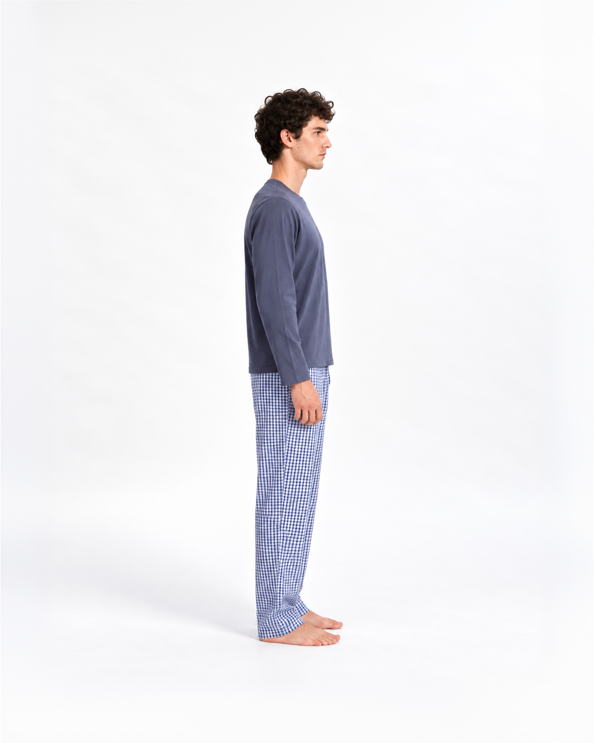 Pijama largo algodón cuadros saúl índigo