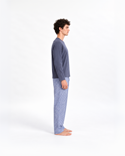 Pijama largo algodón cuadros saúl índigo