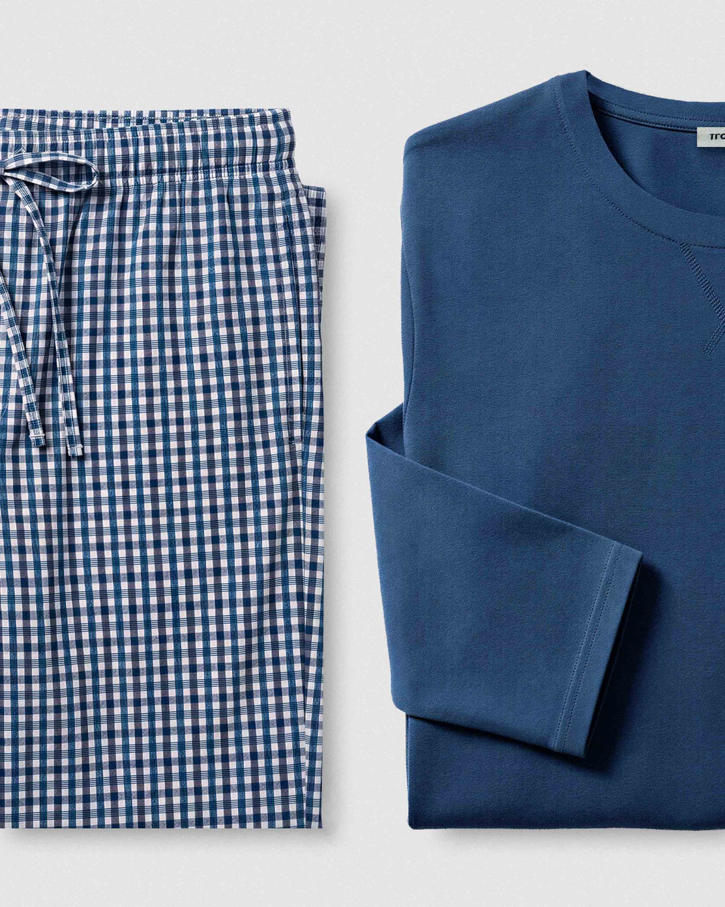 Pigiama lungo da uomo joshua in cotone a quadri blu navy