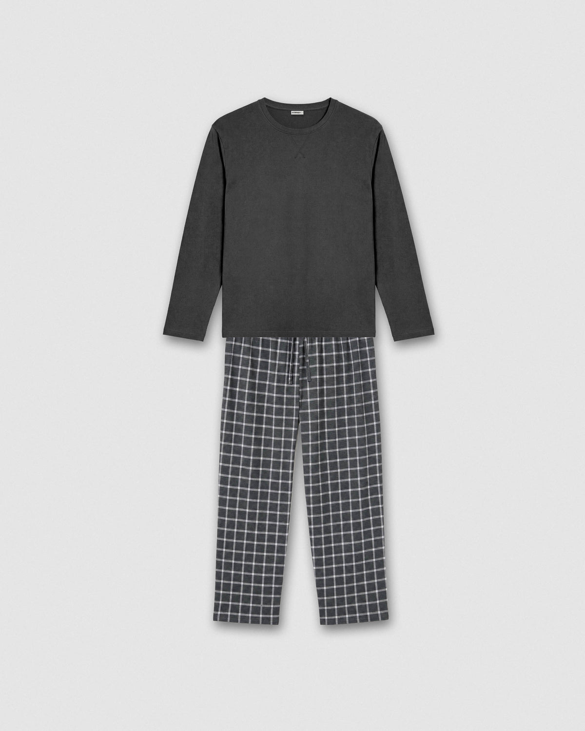Long cotton check pyjamas Roberto charcoal grey