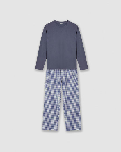 Pijama largo algodón cuadros saúl índigo