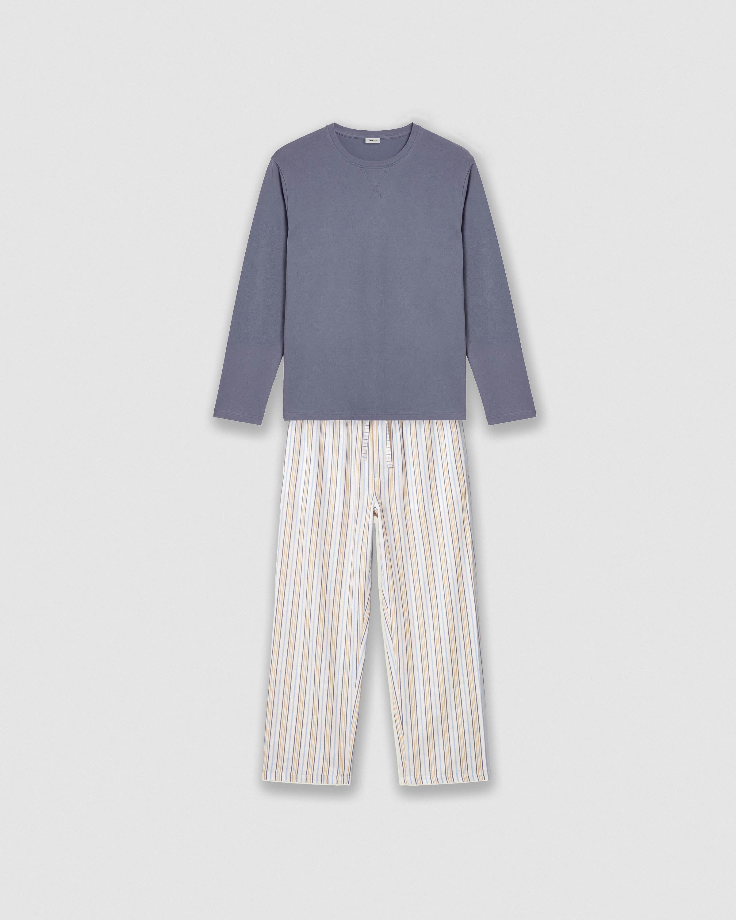 Pijama largo de algodón raya bill indigo