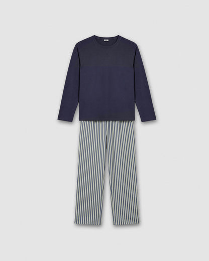 Pijama largo de algodón raya mare azul marino