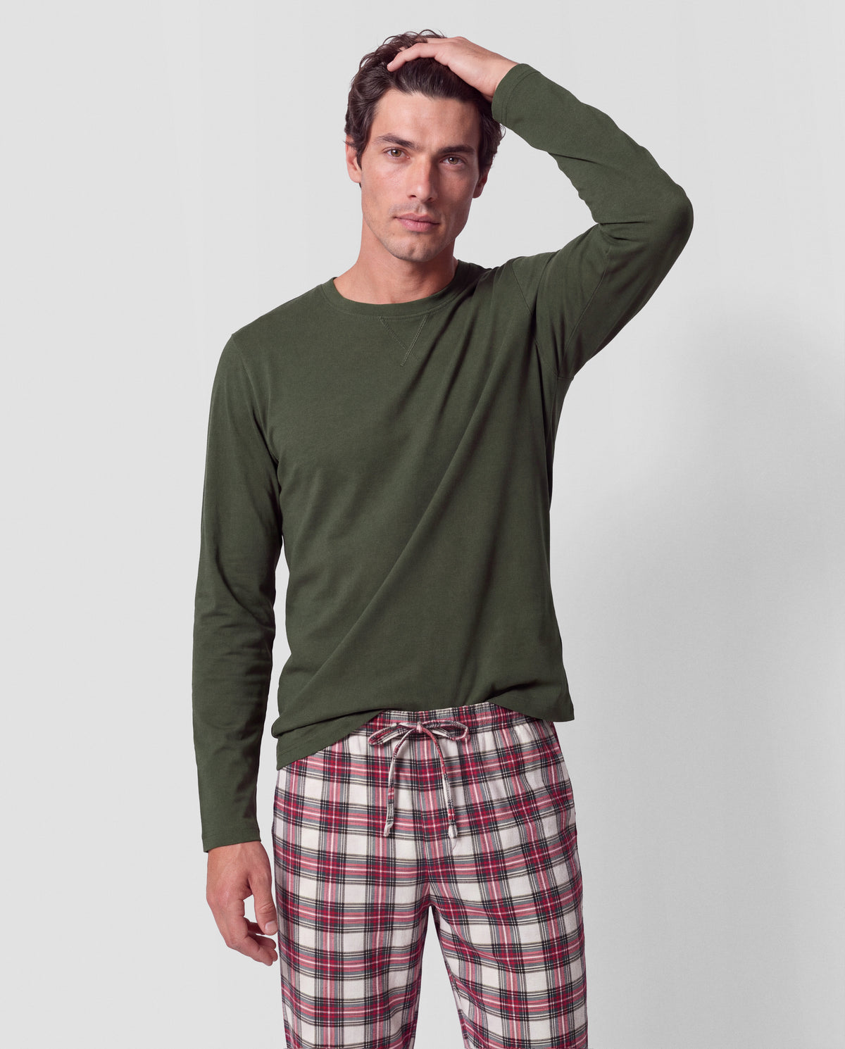 Pyjama long coton carreaux vara vert Chasse