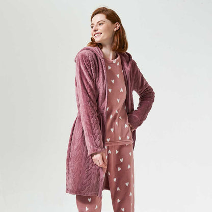 Bata terciopelo con gorro Devore lisa