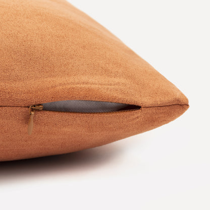 Cojín cuadrante Ante mandarina - funda + relleno