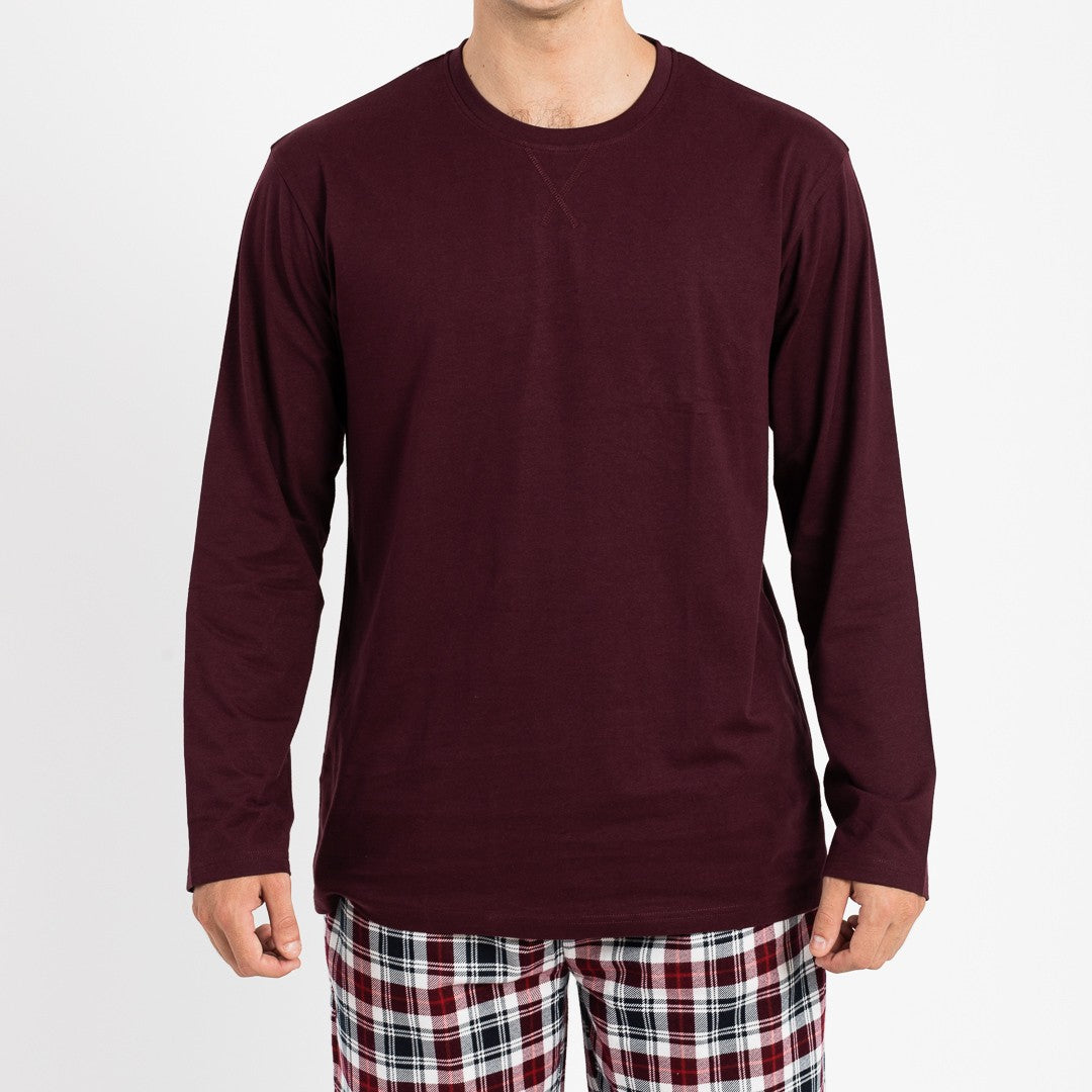 Pijama hombre franela Bernardo burdeos
