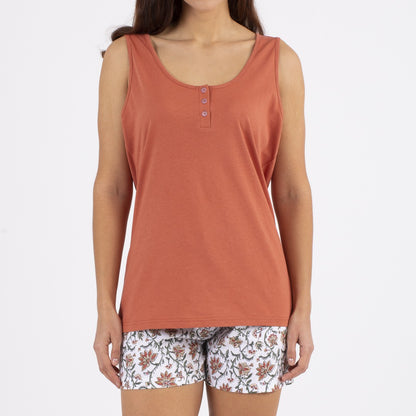 Pijama curto Isabel de algodão, estampa de azulejos