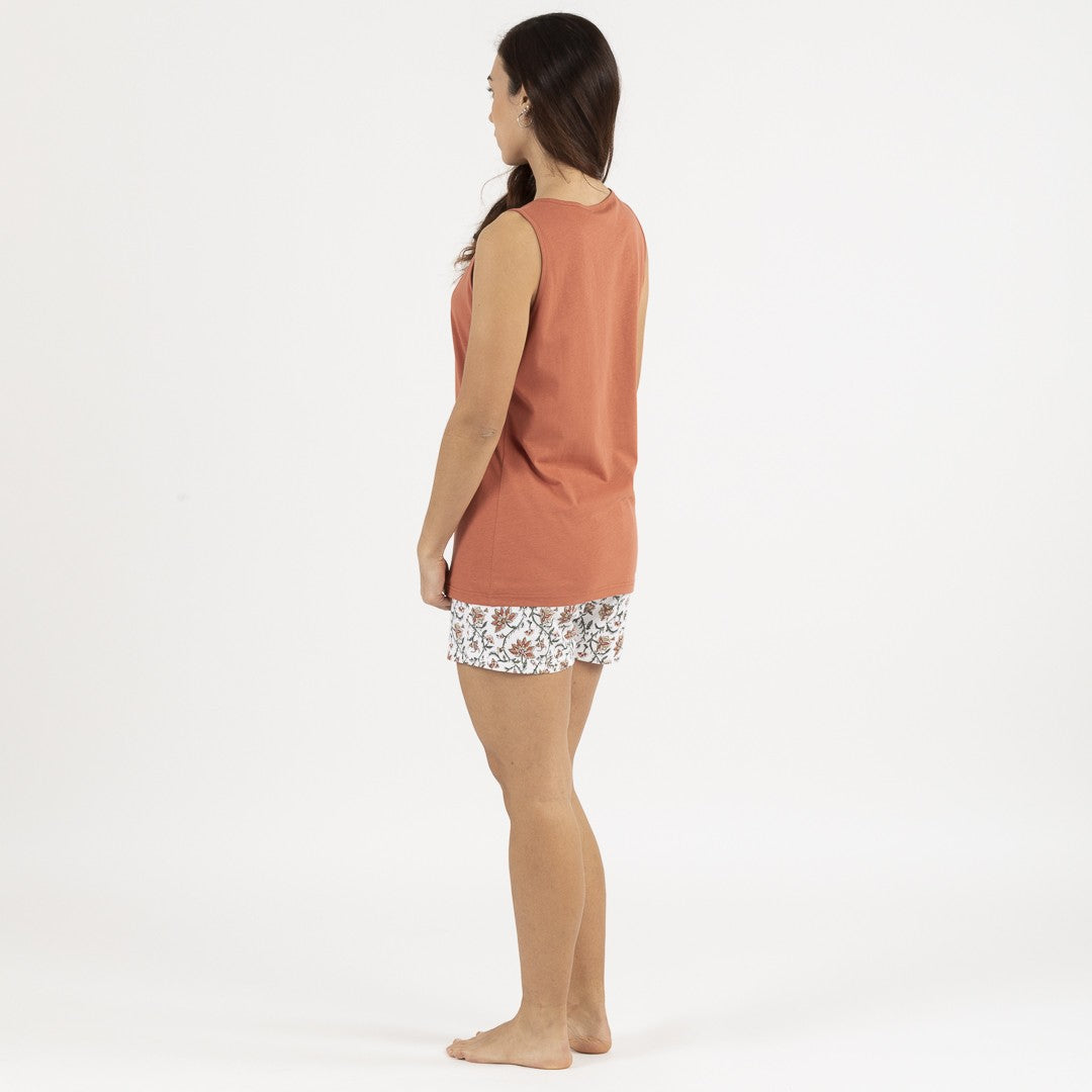 Pijama curto Isabel de algodão, estampa de azulejos