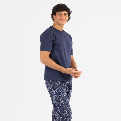 Pijama hombre manga corta Yelco azul marino