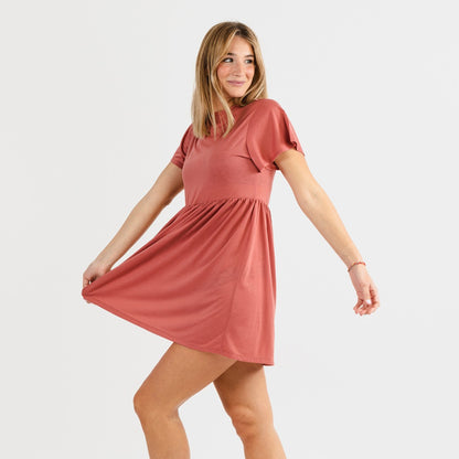 Camisón manga corta marsala