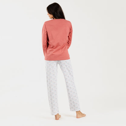 Pijama largo algodón Lorena marsala