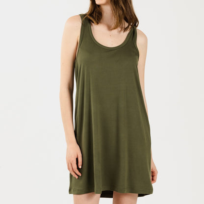 Camisón tirantes punto sedoso verde caceria