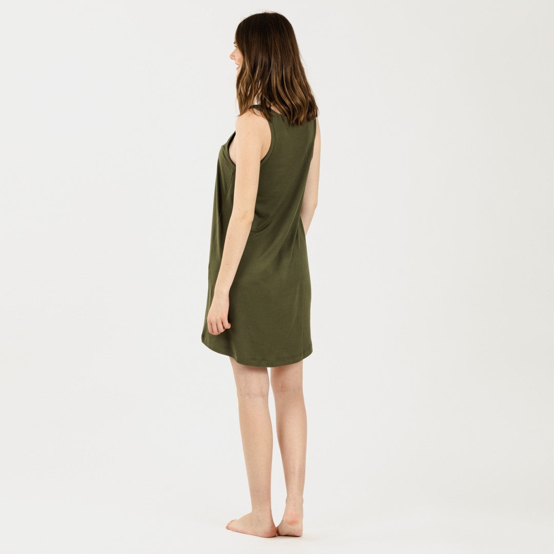 Camisón tirantes punto sedoso verde caceria