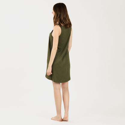 Camisón tirantes punto sedoso verde caceria