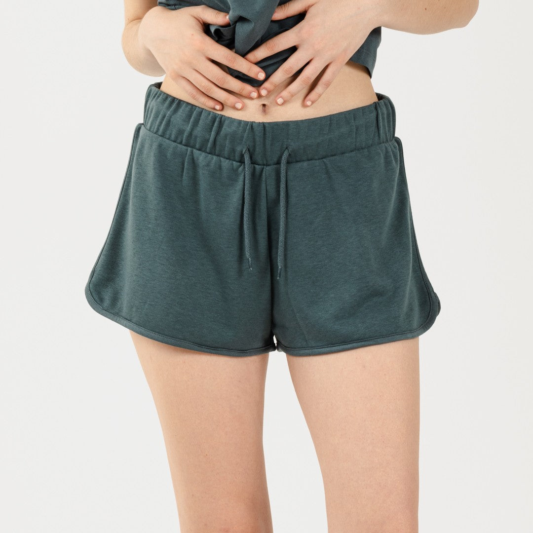 Conjunto deportivo short mujer verde azulado