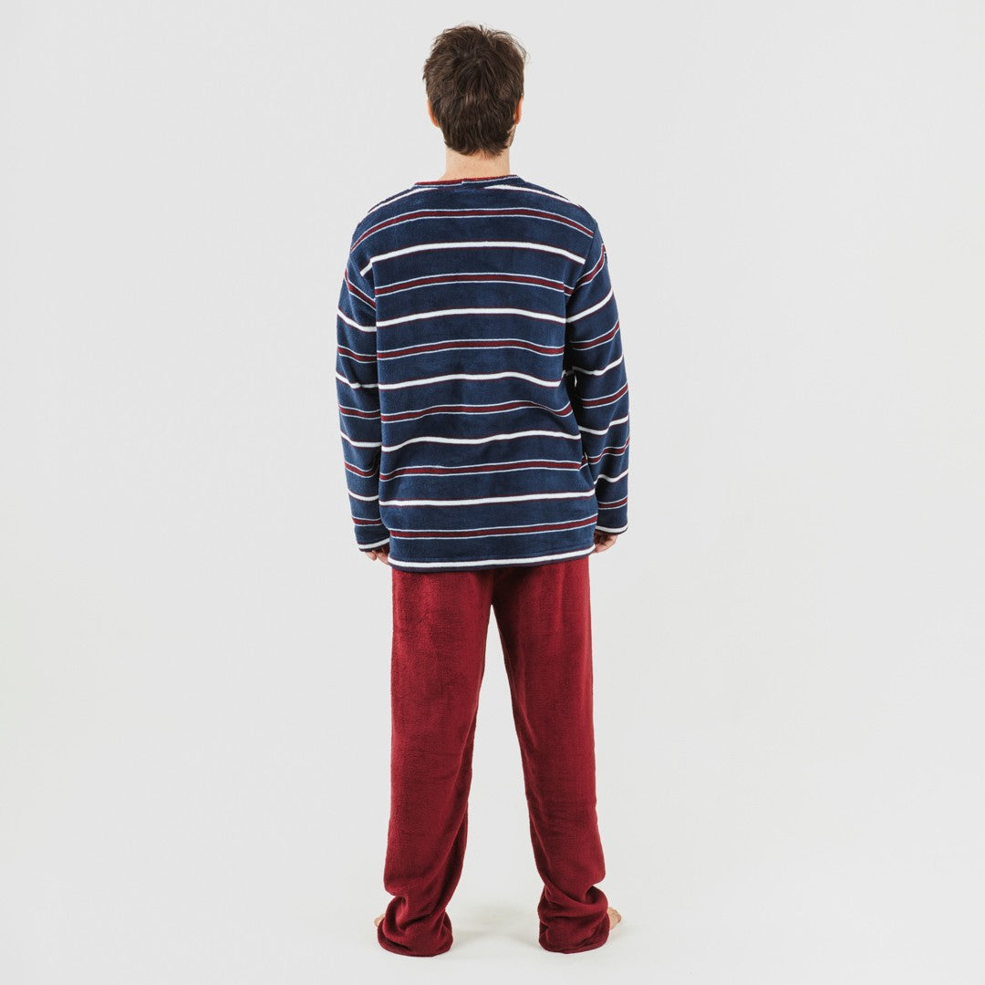 Pijama masculino Lucio cor de coral, cor bordô.