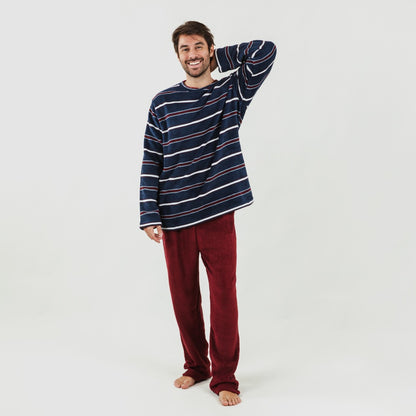 Pijama masculino Lucio cor de coral, cor bordô.