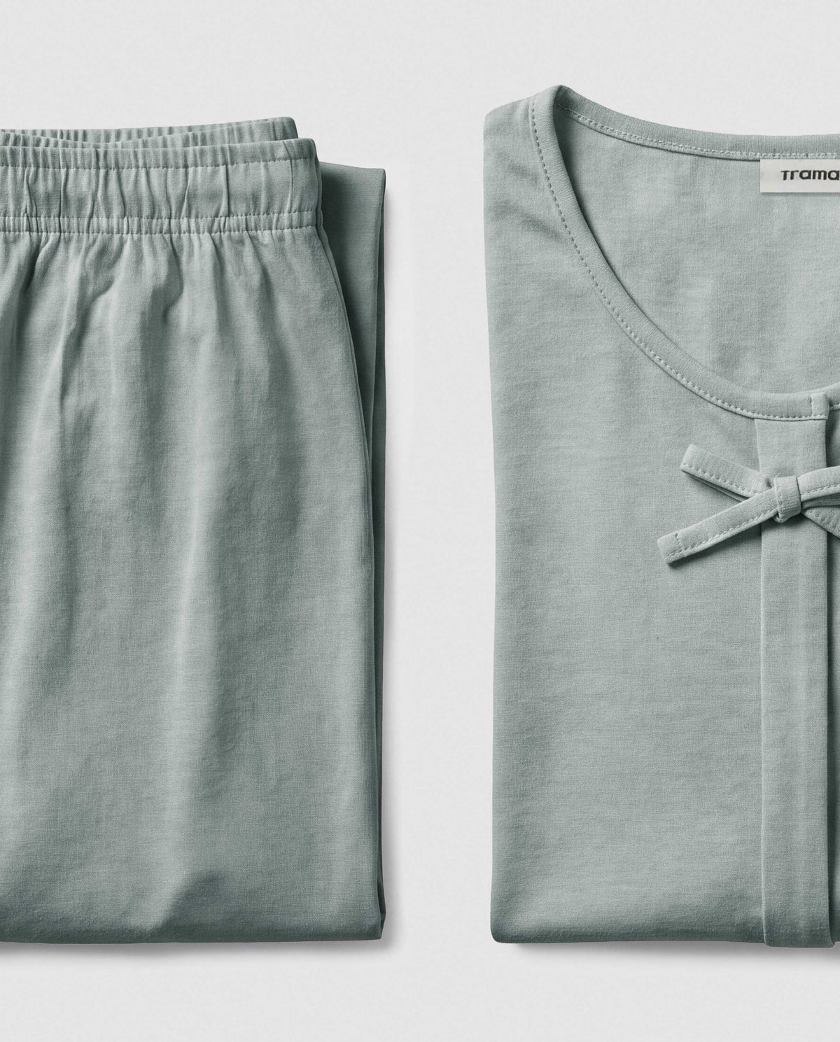 Pigiama lungo in cotone con fiocco grigio
