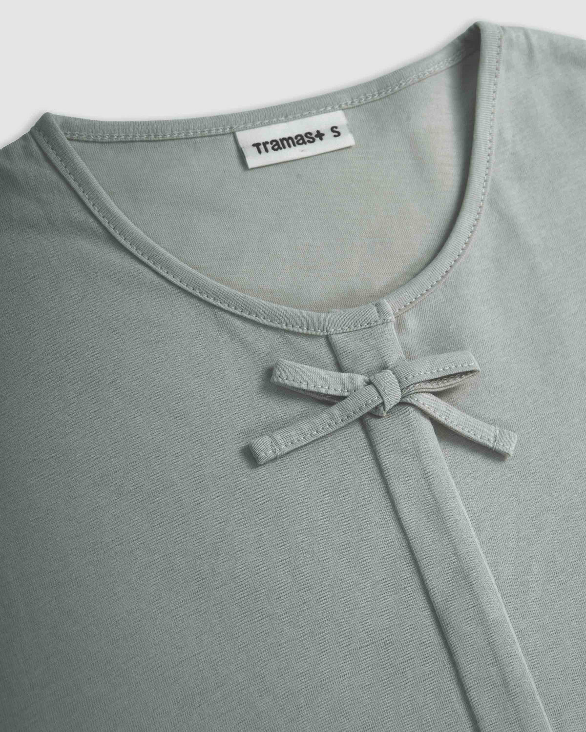 Pigiama lungo in cotone con fiocco grigio