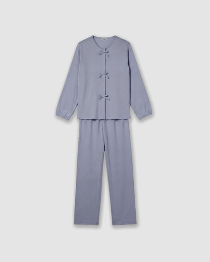 Pijama largo de algodón lazo índigo