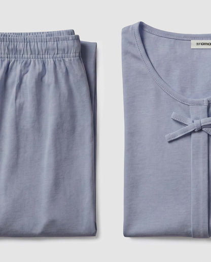 Pijama largo de algodón lazo índigo