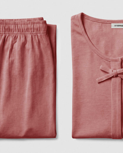 Pijama largo de algodón lazo malva