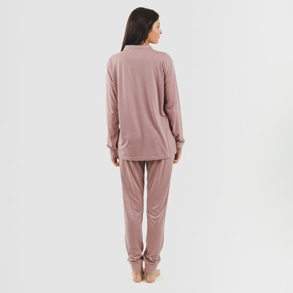 Conjunto deportivo chaqueta cremallera mujer malva