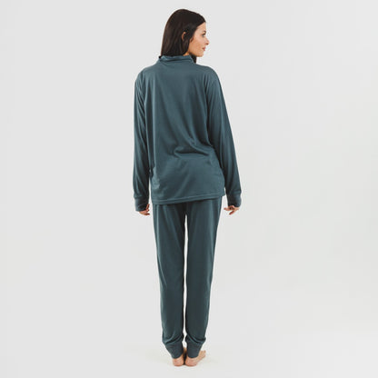 Conjunto deportivo chaqueta cremallera mujer verde azulado