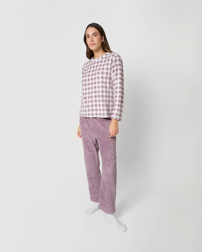 Pijama coral cuadro vento berenjena