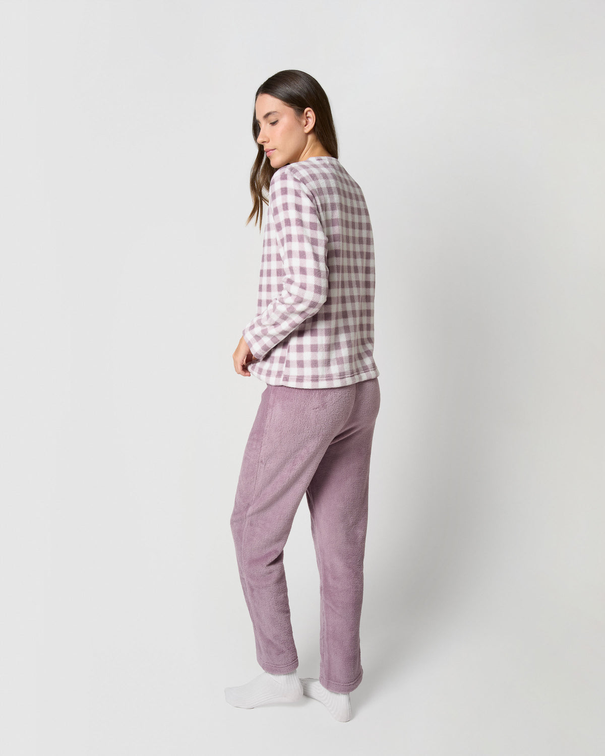 Pijama coral cuadro vento berenjena