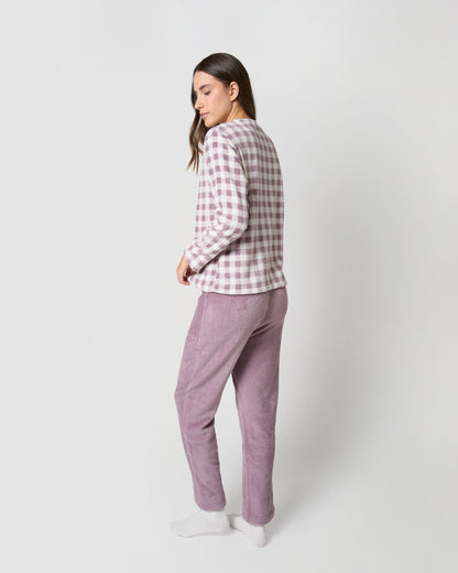 Pijama coral cuadro vento berenjena