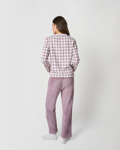 Pijama coral cuadro vento berenjena